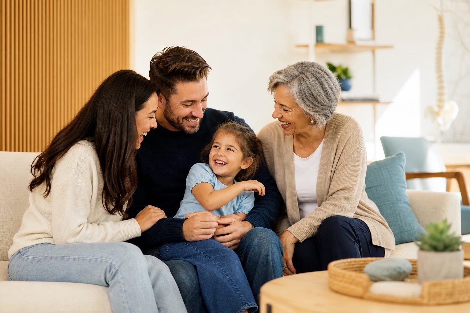 Family sharing a happy moment